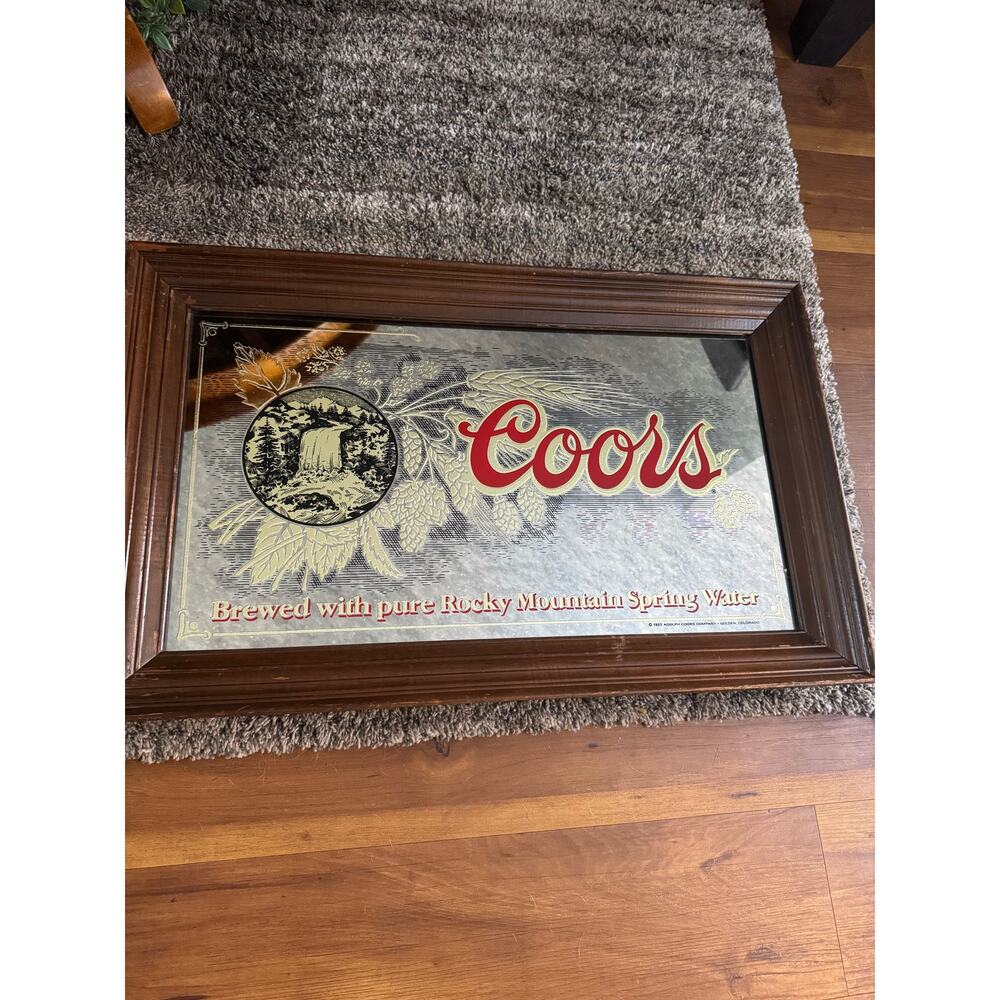 Vintage 1980 Coors Beer Mirror Sign – Adolph Coors Company – Bar Man Cave Decor